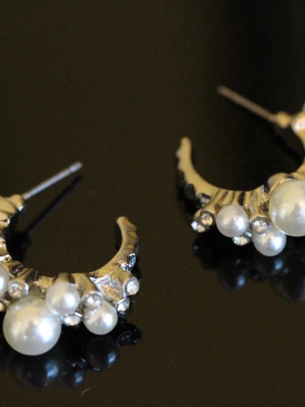 Pearl Accent Silver Hoop Earrings for Women